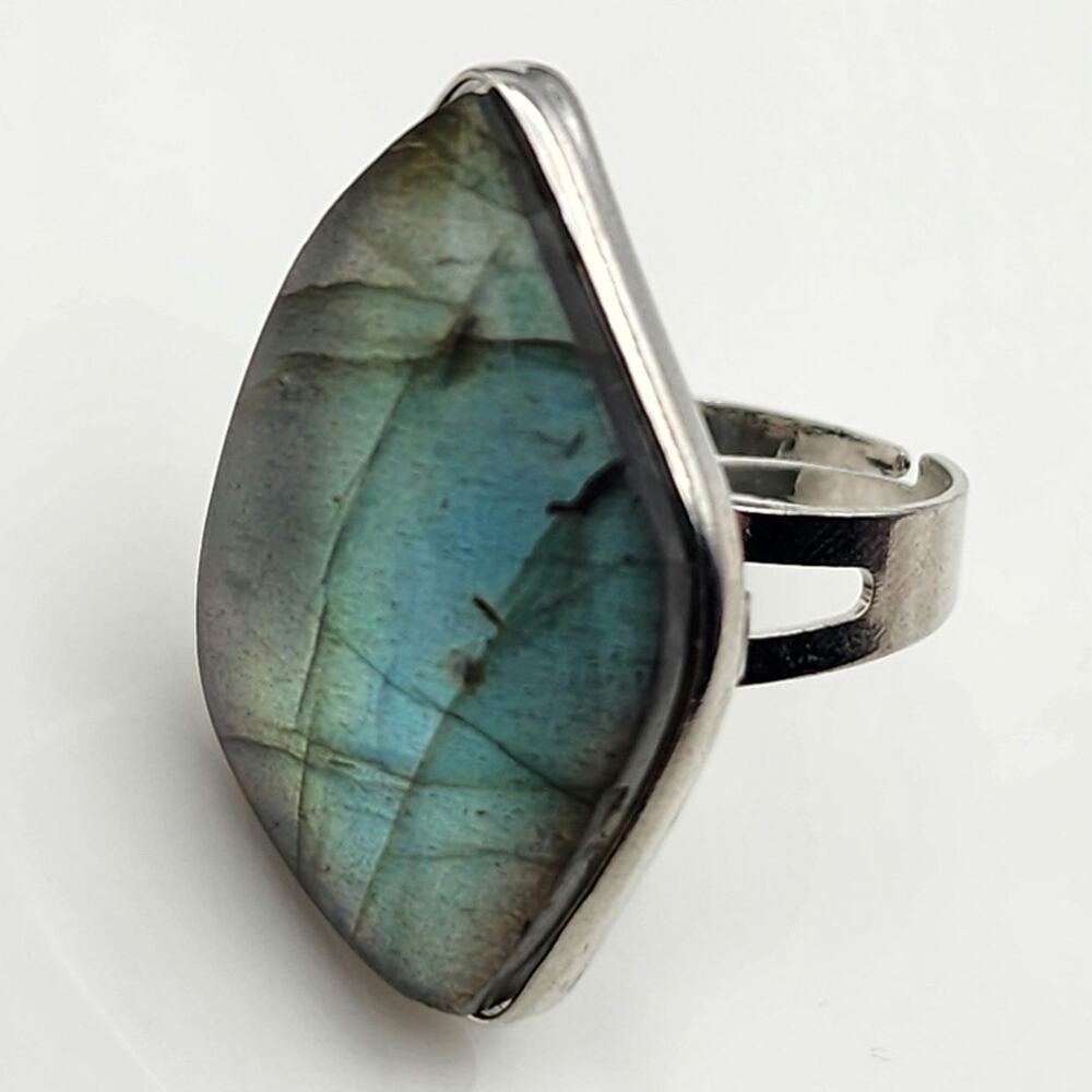 Genuine Labradorite Adjustable Ring